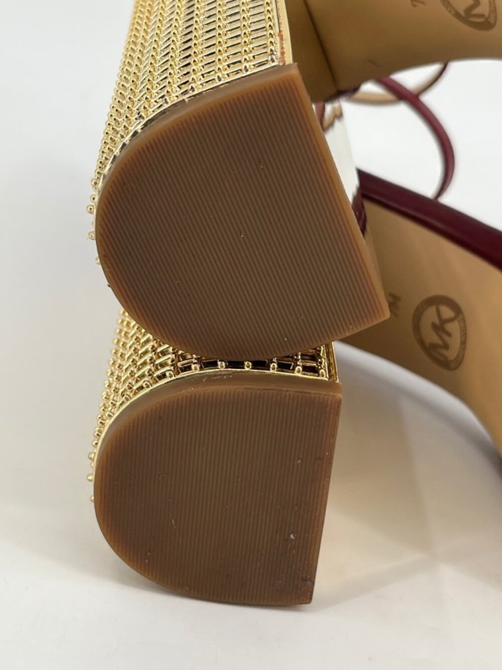 Michael Kors Maxine Platform Sandals Burgundy Sz 7 Leather Open Toe Ankle Strap - Picture 11 of 15